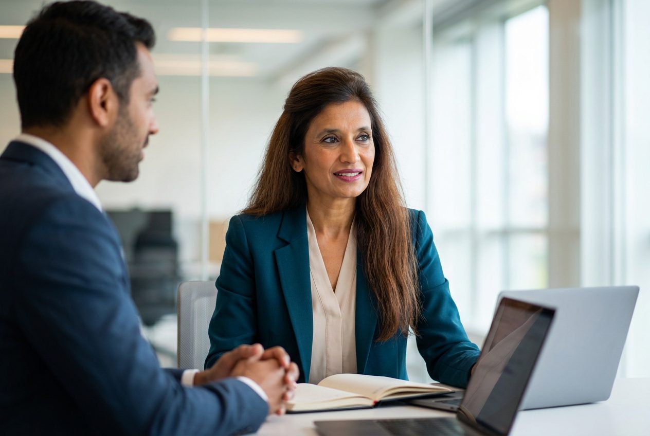 Su coaching a client in a one to one Business English session